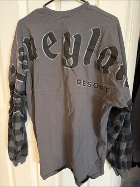 Disneyland Resort Graphic Oversized Pullover - Gray with Black Plaid Sleeves